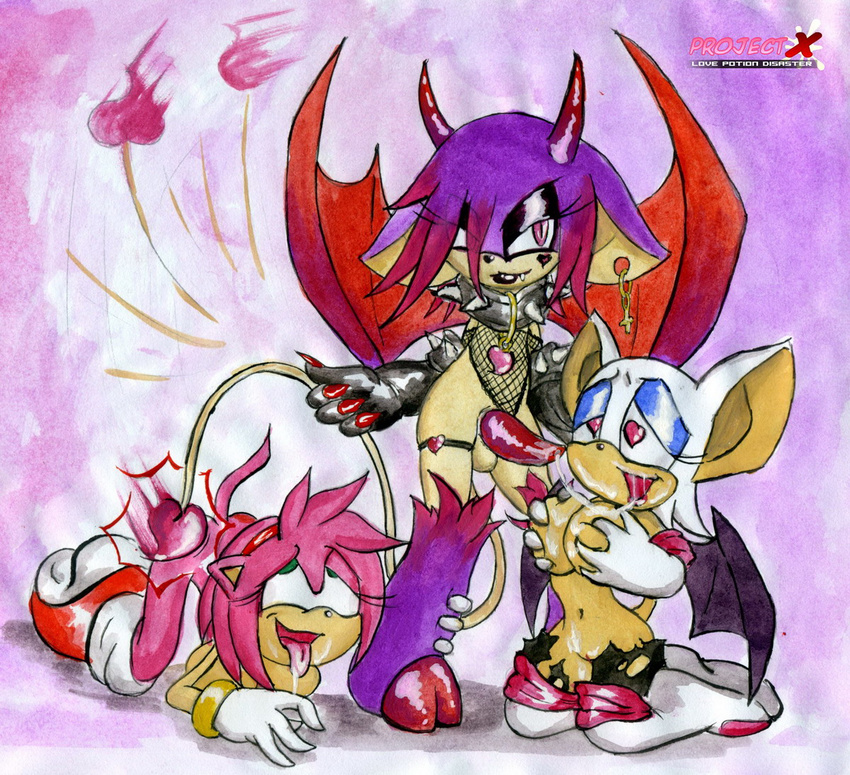 &lt;3 2012 amy_rose anthro balls bat big_breasts breast_fondling breast_grab breasts cerberog cleavage clothed clothing collar cum cum_on_breasts cum_on_face demon erection female fondling fucked_silly girly hedgehog horn incubus male mammal nude penis project_x rouge_the_bat sega sonic_(series) spanking tail_spank wings