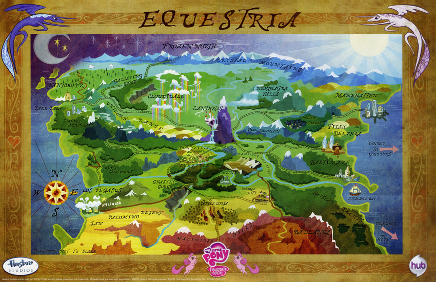 300dpi absurd_res ambiguous_gender art city compass crew equestria forest friendship_is_magic hi_res igloo map moon mountain my_little_pony noval official railroad rainbow sea snow stars swamp tree water waterfall wood