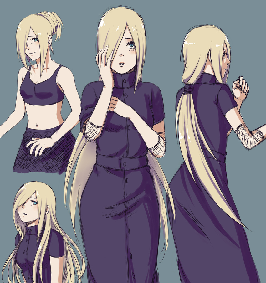 blonde_hair blue_eyes blush envoychinaberry hair_over_one_eye highres long_hair naruto naruto:_road_to_ninja naruto_shippuuden navel shy very_long_hair yamanaka_ino