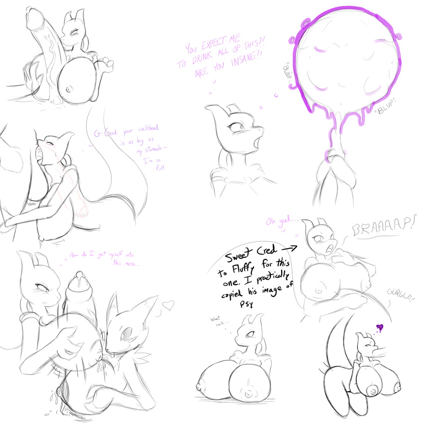 anthro anthrofied balls bent_over big_balls big_breasts big_penis blush breast_grab breasts canine cum cum_inflation deep_throat digimon english_text excessive_cum faceless_male fellatio female fox from_behind group group_sex hyper inflation internal legendary_pok&#233;mon levitation male mammal mewtwo neck_bulge nintendo nipples oral oral_sex penis pok&#233;mon pok&eacute;mon precum renamon sex spitroast straight text thecon threesome titfuck video_games