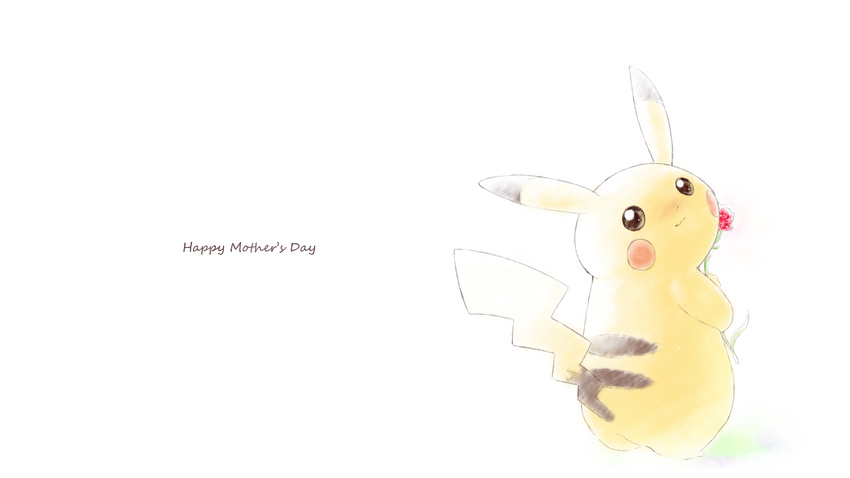 gen_1_pokemon highres mother's_day no_humans pikachu pokemon pokemon_(creature) solo tail wallpaper xxzero