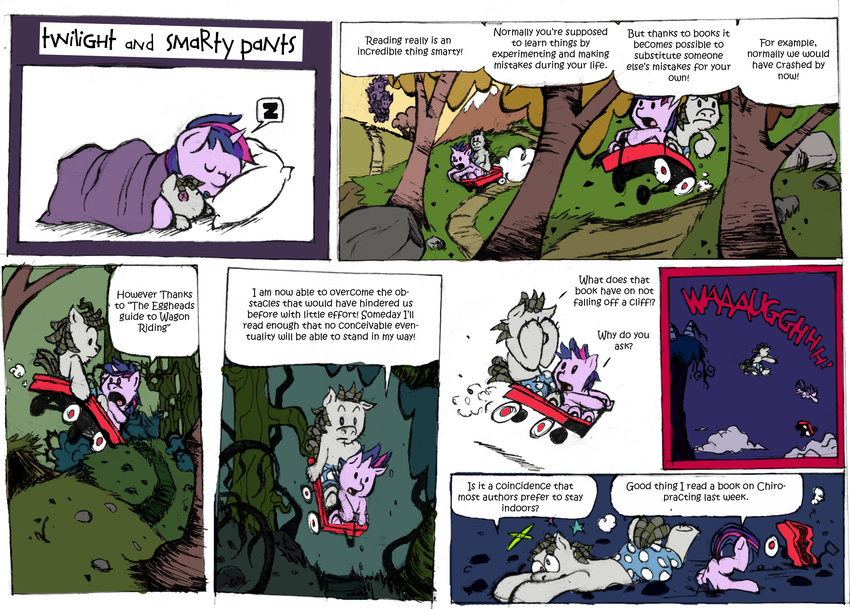 calvin_and_hobbes comic cub dialog dialogue doll english_text equine female feral forest friendship_is_magic globe hair horn horse mammal multi-colored_hair my_little_pony parody pony purple_eyes ripfrost sleeping smartypants_(mlp) text tree twilight_sparkle_(mlp) unicorn wagon wood young