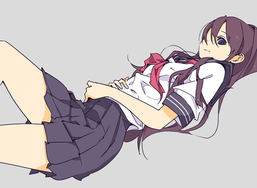 black_eyes black_hair long_hair neckerchief original school_uniform serafuku shimano skirt solo