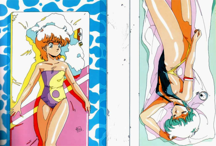 80s bikini kikuchi_michitaka lotion magical_emi mahou_no_star_magical_emi mon_mon monmon official_art oldschool swimsuit