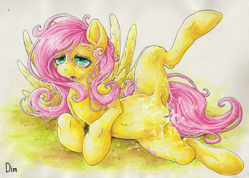 cum cum_in_pussy cum_inside cutie_mark dimwitdog equine female feral fluttershy_(mlp) friendship_is_magic fucked_silly green_eyes hair horse male mammal my_little_pony nude pegasus pony pussy solo straight wing_boner wingboner wings