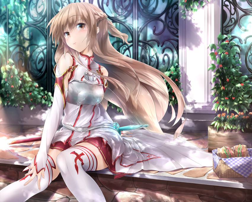 brown_eyes brown_hair long_hair sword_art_online thighhighs wingheart yuuki_asuna