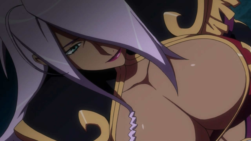 breasts cleavage_cutout crop_top dark_skin dragonaut garnet_mclane huge_breasts screencap solo