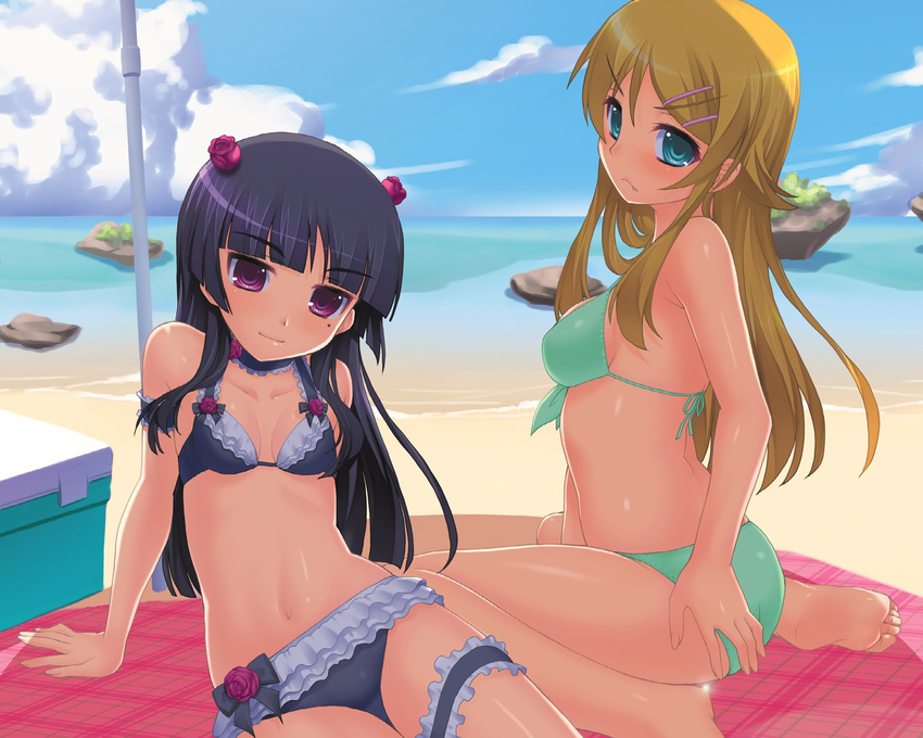 beach bikini fang garter gokou_ruri kotobuki_utage kousaka_kirino lolita_fashion long_hair ore_no_imouto_ga_konna_ni_kawaii_wake_ga_nai swimsuit