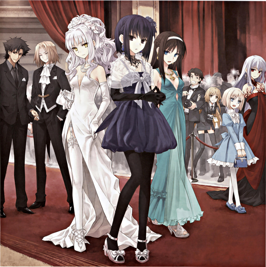 428 6+girls absurdres bag black_gloves black_hair black_legwear breasts canaan caren_hortensia closed_eyes company_connection crossover dark_sakura dress duplicate earrings elbow_gloves emiya_kiritsugu facial_hair fate/hollow_ataraxia fate/prototype fate/stay_night fate/zero fate_(series) flower formal full_body garter_straps gloves gown hair_flower hair_ornament handbag high_heels highres jewelry konoe_ototsugu kuonji_alice mahou_tsukai_no_yoru mary_janes matou_sakura medium_breasts melty_blood minorikawa_minoru multiple_boys multiple_girls necklace necktie oosawa_maria pantyhose pearl_necklace sajou_manaka scan shoes short_hair side_slit skirt_suit stubble suit thighhighs toenail_polish toono_akiha tsukihime type-moon wallachia white_dress white_gloves white_hair white_legwear yellow_eyes