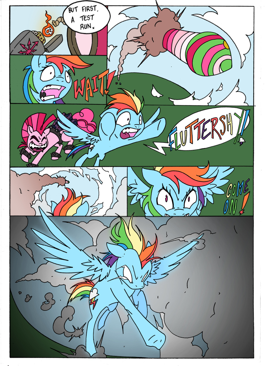 color comic cutie_mark dialog dialogue english_text equine female feral friendship_is_magic hair horse lighter mammal mohawkrex multi-colored_hair my_little_pony pegasus pinkie_pie_(mlp) pony rainbow_dash_(mlp) rainbow_hair rocket running smoke text whysoseriouss wings