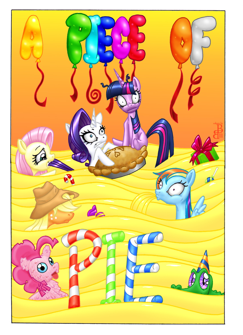 candy color colour-crusader comic cover cover_page cowboy_hat english_text equine female feral fluttershy_(mlp) friendship_is_magic gift group gummy_(mlp) hair hat horn horse lollipop long_hair mammal mohawkrex multi-colored_hair my_little_pony pegasus pinata pinkie_pie_(mlp) pir pony purple_hair rainbow_dash_(mlp) rainbow_hair rarity_(mlp) reptile scalie text twilight_sparkle_(mlp) unicorn wings