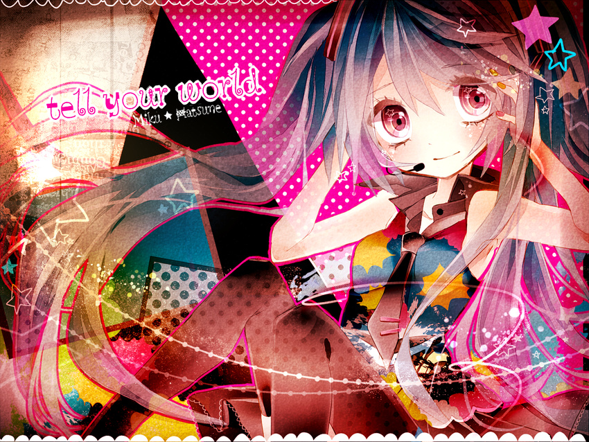 bad_id bad_pixiv_id character_name copyright_name hatsune_miku headset long_hair necktie sitting solo tell_your_world_(vocaloid) thighhighs twintails very_long_hair vocaloid yuucho_(cololal)