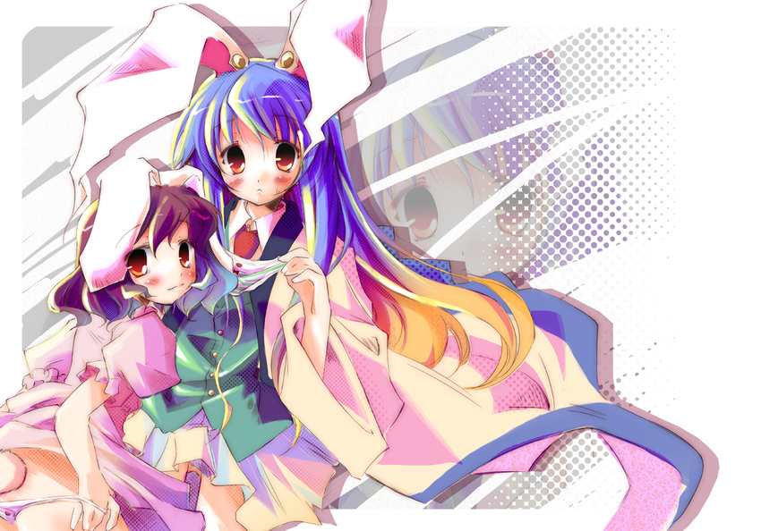 animal_ears bunny_ears inaba_tewi kamiya_yuu multiple_girls panties panty_pull reisen_udongein_inaba touhou underwear