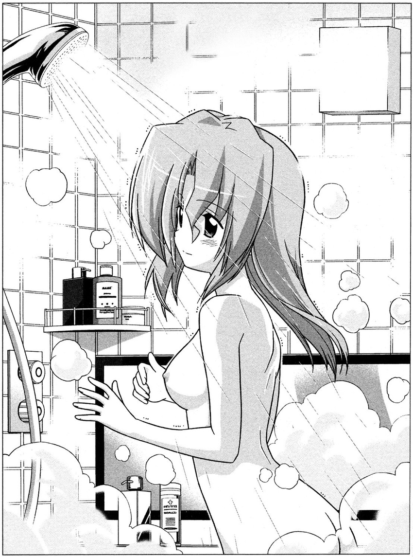 1girl ass bath breasts fog hayate_no_gotoku! highres long_hair maria maria_(hayate_no_gotoku!) mist nipples shower shower_head smile