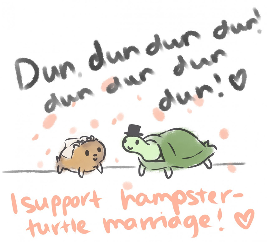 &lt;3 cute english_text female hamster hat kerosenefox male mammal marriage reptile rodent scalie shell smile text turtle