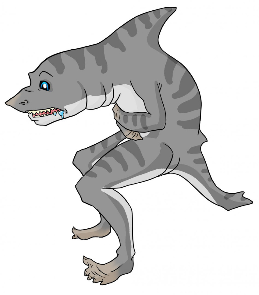 ambiguous_gender anthro fish marine narubi nude open_mouth plain_background shark solo white_background