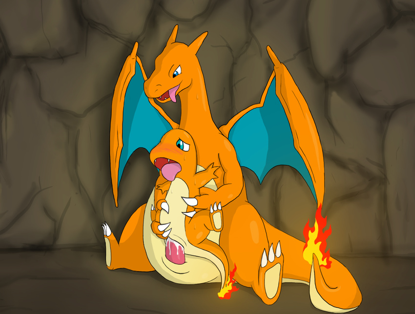 anime blush cave charizard charmander chubby claws cum cum_in_pussy cum_inside cum_on_penis cute dragon female fire grasp holding inside looking_down male nintendo open_mouth orange_skin penetration penis pok&#233;mon pokemon pussy raised_arm raised_leg scalie sex sharp_teeth shiny sitting size_difference spread_legs spreading straight teal_eyes teeth tongue tongue_out unknown_artist video_games wings young