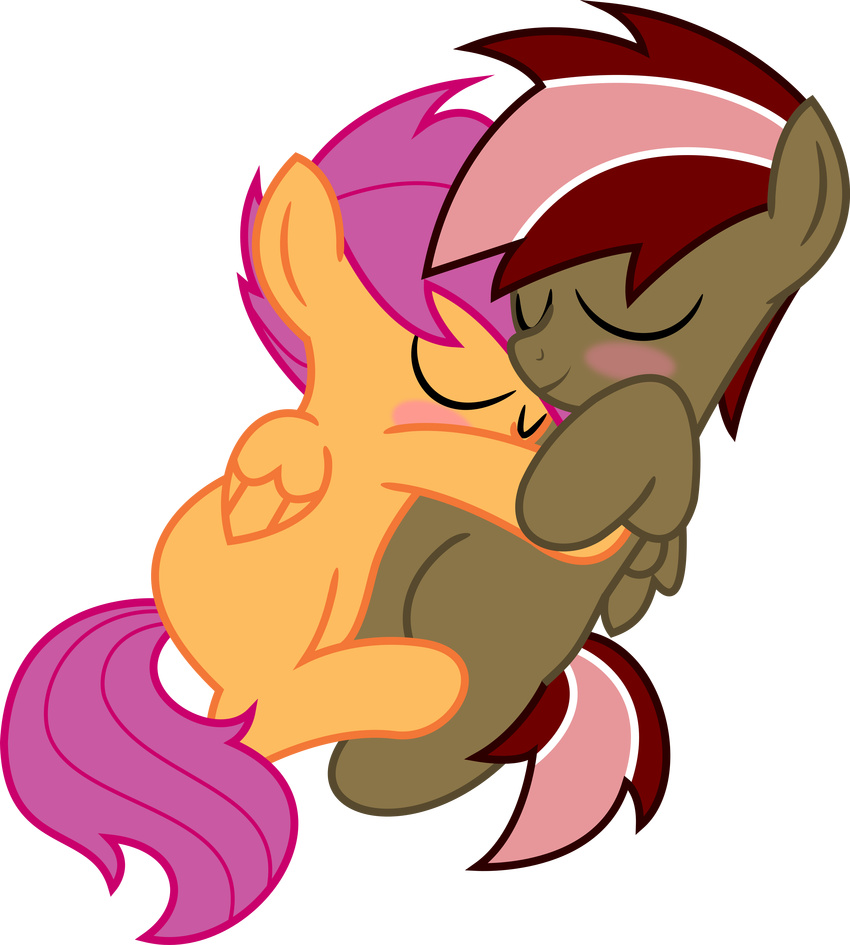 alpha_channel blush cub cuddling cutie_mark_crusaders_(mlp) equine eyes_closed female feral friendship_is_magic hi_res horse male mammal my_little_pony original_character orion_(mlp) pegasus plain_background pony rbd_presents sasukex125 scootaloo_(mlp) tagalong transparent_background vector wings young