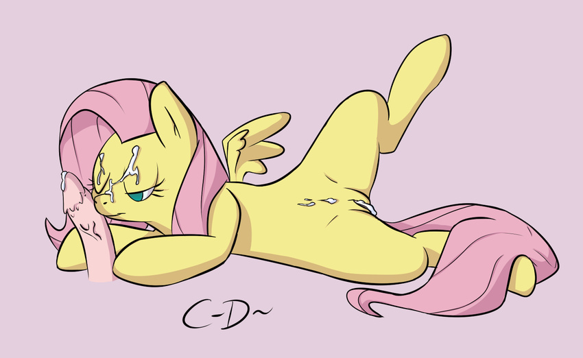barbs blue_eyes clopper-dude cum cum_inside cum_on_face disembodied_penis equine female feral fluttershy_(mlp) friendship_is_magic hair hooves horse long_hair male mammal my_little_pony pegasus penis pink_hair plain_background pony pussy wings