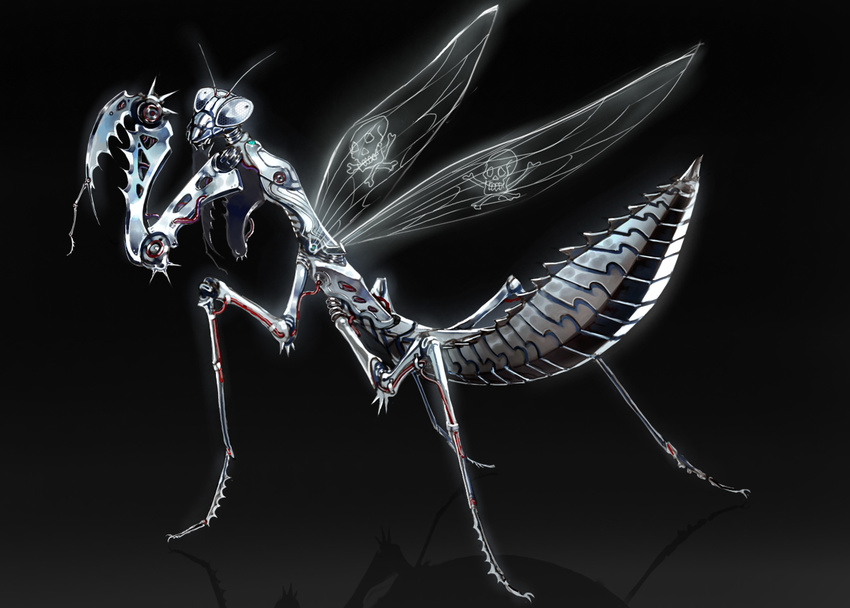 insect no_humans original praying_mantis robot shiny touge_(kubiwa_tsuki) wings