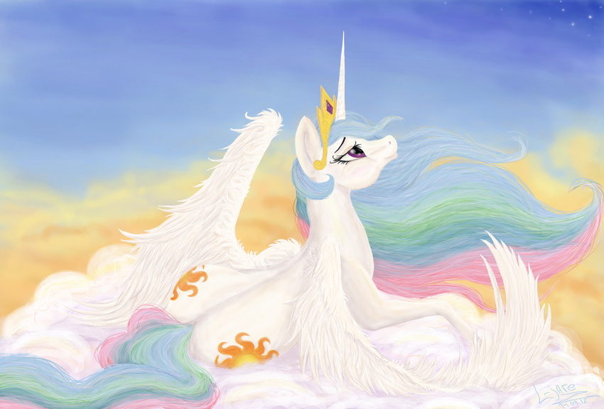 equine female feral friendship_is_magic horn horse l-jare mammal my_little_pony pony princess_celestia_(mlp) winged_unicorn wings