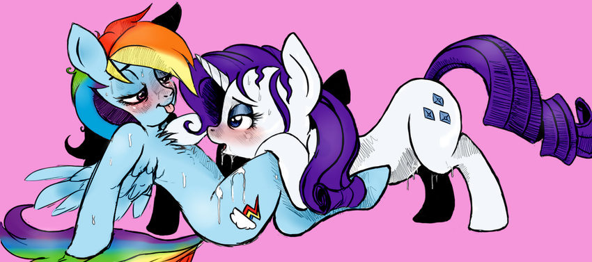 blush cunnilingus cutie_mark duo equine eye_contact female feral feral_on_feral friendship_is_magic hair half-closed_eyes horn horse lesbian loveponies3134214 mammal multi-colored_hair my_little_pony oral oral_sex pegasus plain_background pony pussy_juice rainbow_dash_(mlp) rainbow_hair rarity_(mlp) sex side_view sweat tongue tongue_out unicorn vaginal wet wings