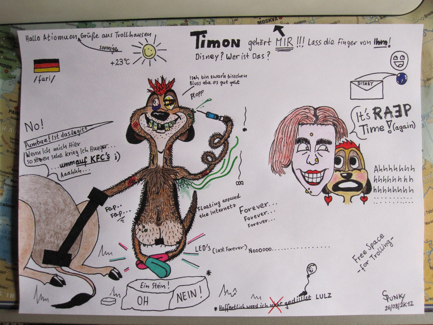 atimon ballon disney ear_piercing fly human humor meerkat needle piercing the_lion_king timon tlk troll what