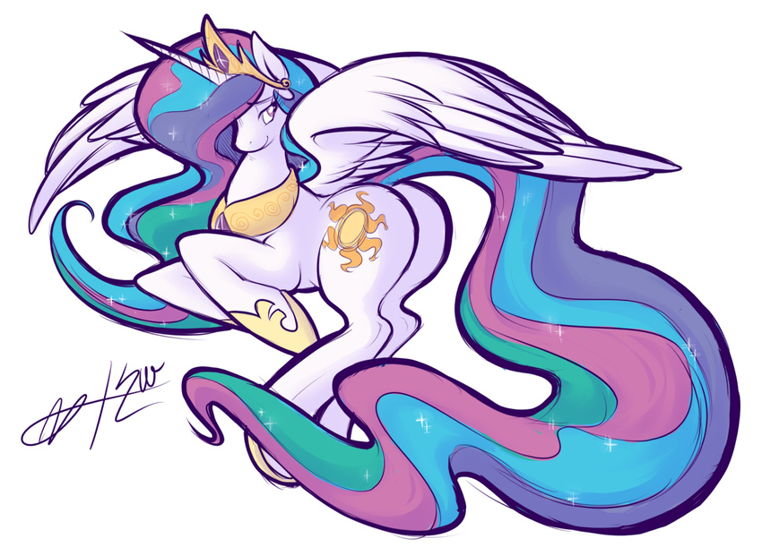 cappuccino equine female feral friendship_is_magic horn mammal my_little_pony princess_celestia_(mlp) solo winged_unicorn wings