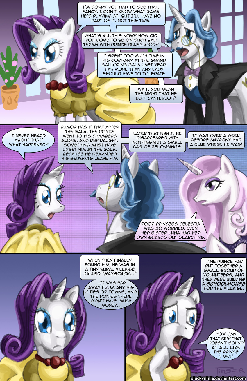 blue_hair bow_tie clothed clothing comic cutie_mark equine fancypants_(mlp) female feral fleur_de_lis_(mlp) friendship_is_magic fur group hair horn horse inside male mammal my_little_pony pink_hair pluckyninja pony purple_hair rarity_(mlp) tuxedo unicorn white_fur