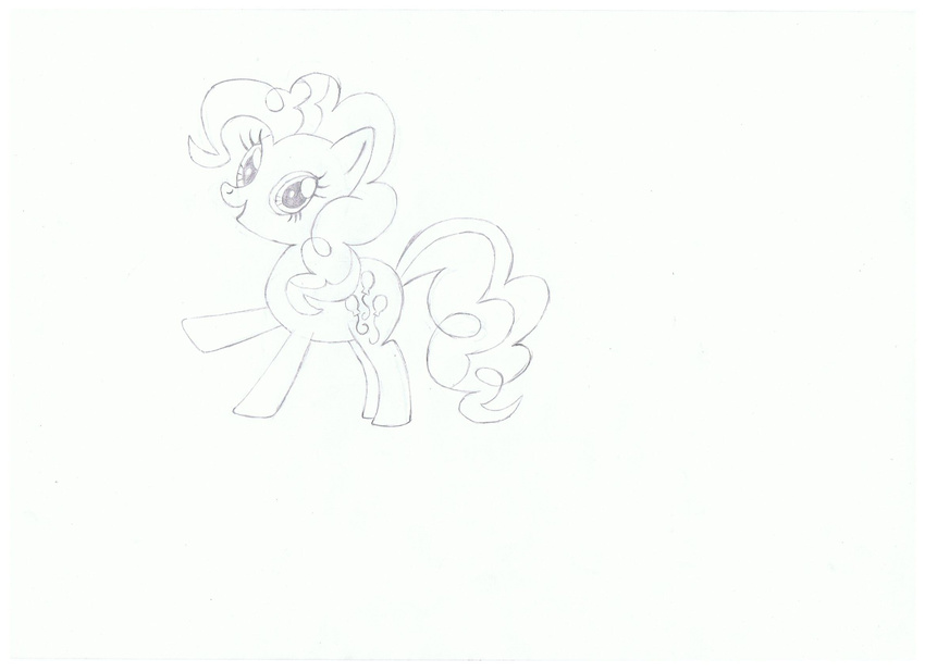 cutie_mark equine female feral friendship_is_magic horse mammal mlp:fim mlp_fim mlpfim monochrome my_little_pony pinkie_pie_(mlp) pony sketch solo xeltosh