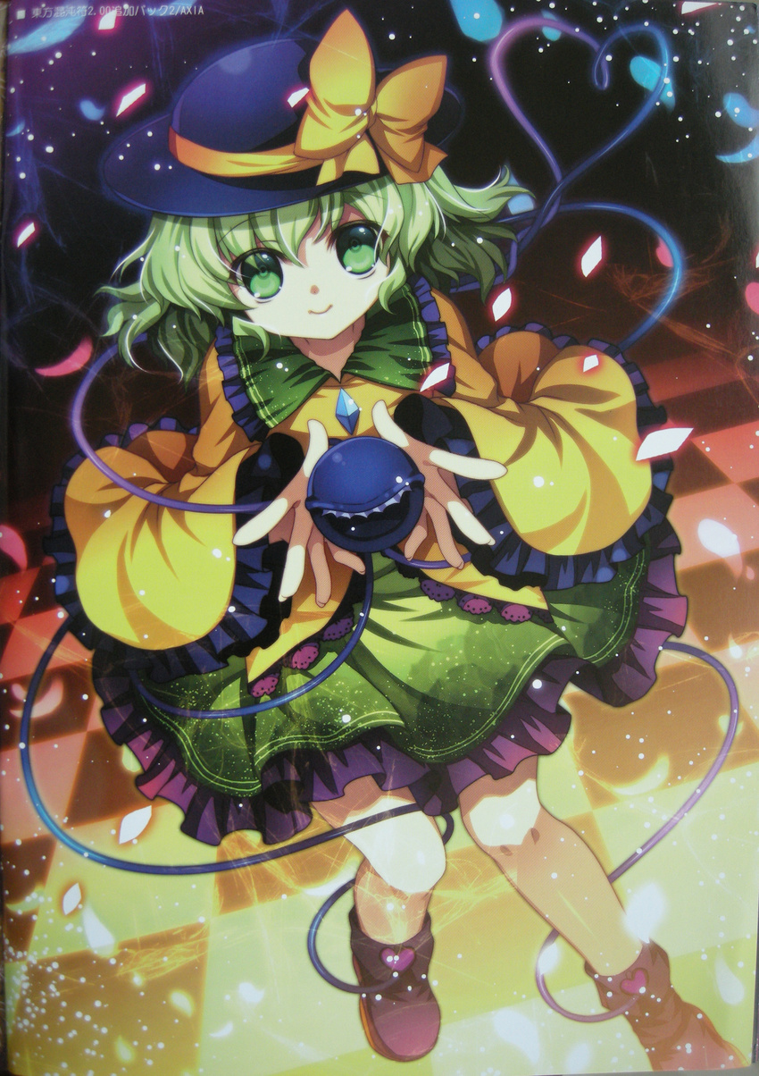 absurdres capura_lin green_hair hat highres komeiji_koishi scan short_hair solo touhou