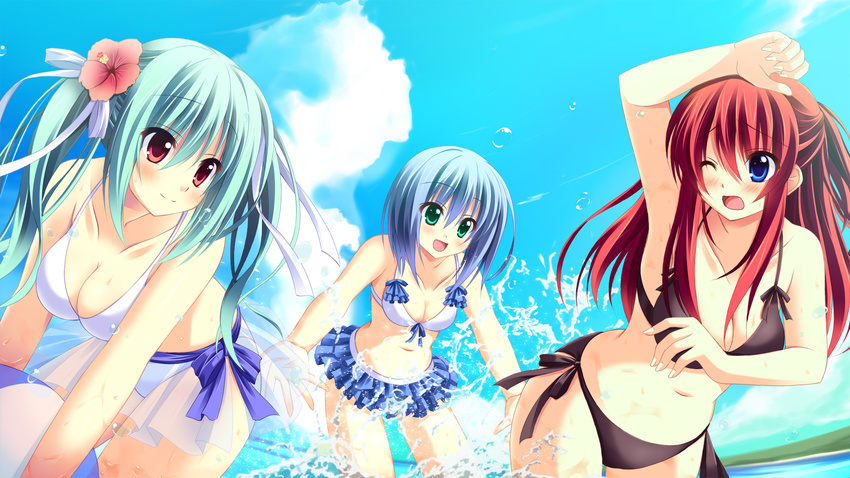 3girls bikini cleavage swimsuit tagme water