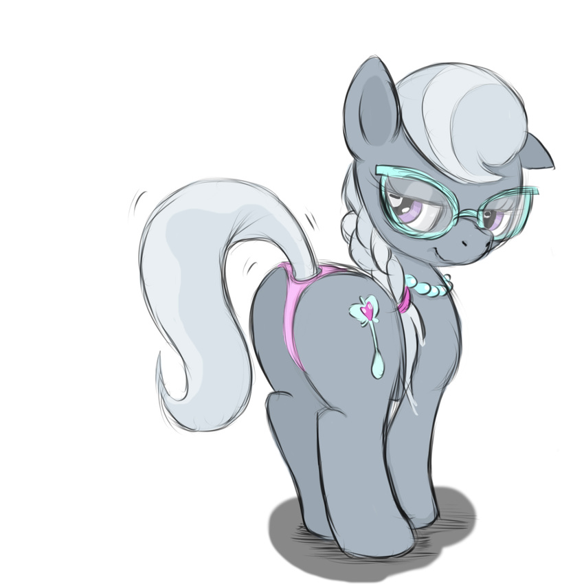 cub cutie_mark equine eyewear female feral friendship_is_magic glasses hair horse looking_back mammal my_little_pony panties plain_background pony presenting presenting_hindquarters purple_eyes silver_spoon_(mlp) solo two_tone_hair underwear wolf_nanaki_(artist) young