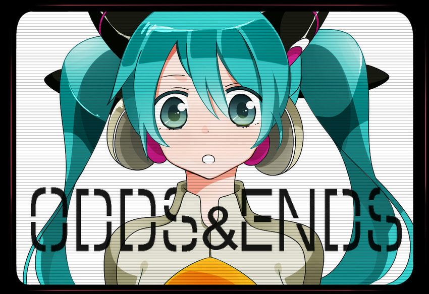 bad_id bad_pixiv_id copyright_name dusk_(yuna2439) face green_eyes green_hair hatsune_miku long_hair odds_&amp;_ends_(vocaloid) open_mouth project_diva_(series) project_diva_f solo twintails vocaloid