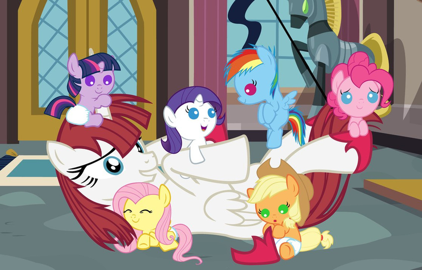 apple_bloom_(mlp) babies beavernator cub equine female feral fluttershy_(mlp) friendship_is_magic group horn horse lauren_faust_(character) lauren_faust_(mlp) mammal my_little_pony pegasus pinkie_pie_(mlp) pony rainbow_dash_(mlp) rarity_(mlp) twilight_sparkle_(mlp) unicorn winged_unicorn wings young