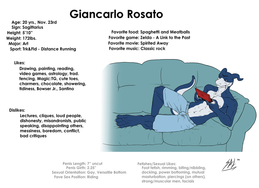 biceps clothed clothing digimon flamedramon giancarlo_rosato half-dressed male model_sheet muscles nipples pants pecs relaxing shorts sofa solo spelunker_sal topless video_games