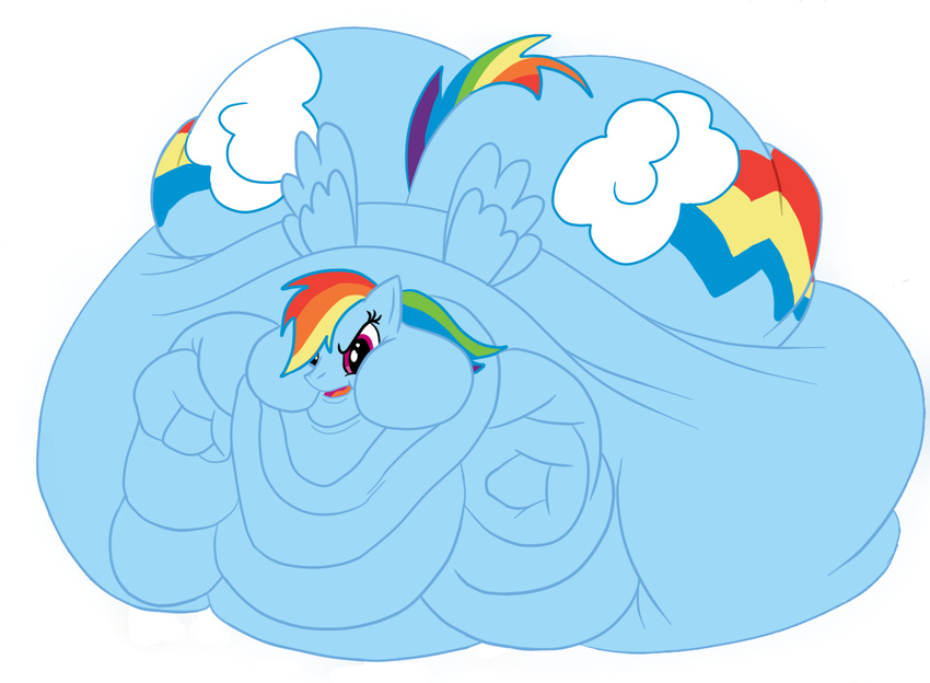 big_cheeks blob blob_monster blue_fur blue_skin butt cheeks cutie_mark dem_cheeks equine female friendship_is_magic full_cheeks fur gigantic_cutie_mark gimme_pie guyfuy hair horse immobile mammal morbidly_obese multi-colored_hair my_little_pony overweight pegasus plain_background pony rainbow_dash_(mlp) rainbow_hair solo sucked_in_hooves white_background wings