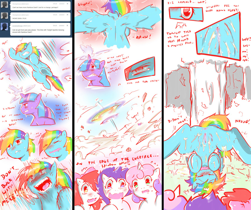 apple_bloom apple_bloom_(mlp) blue_fur blue_hair blush cold-blooded-twilight comic cub cutie_mark cutie_mark_crusaders cutie_mark_crusaders_(mlp) english_text equine female feral flying friendship_is_magic fur group hair horn horse magic mammal multi-colored_hair my_little_pony peeing pegasus pink_hair pony purple_fur purple_hair pussy rainbow_dash rainbow_dash_(mlp) rainbow_hair red_hair scootaloo scootaloo_(mlp) sweetie_belle sweetie_belle_(mlp) text tree twilight_sparkle twilight_sparkle_(mlp) two_tone_hair unicorn upside_down urine watersports white_fur wings yellow_fur young