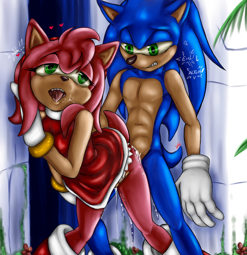 amy_rose anthro arrow atmongoose clothed clothing cum cum_inside duo female from_behind hedgehog male mammal sega sex sonic_(series) sonic_team sonic_the_hedgehog standing straight video_games