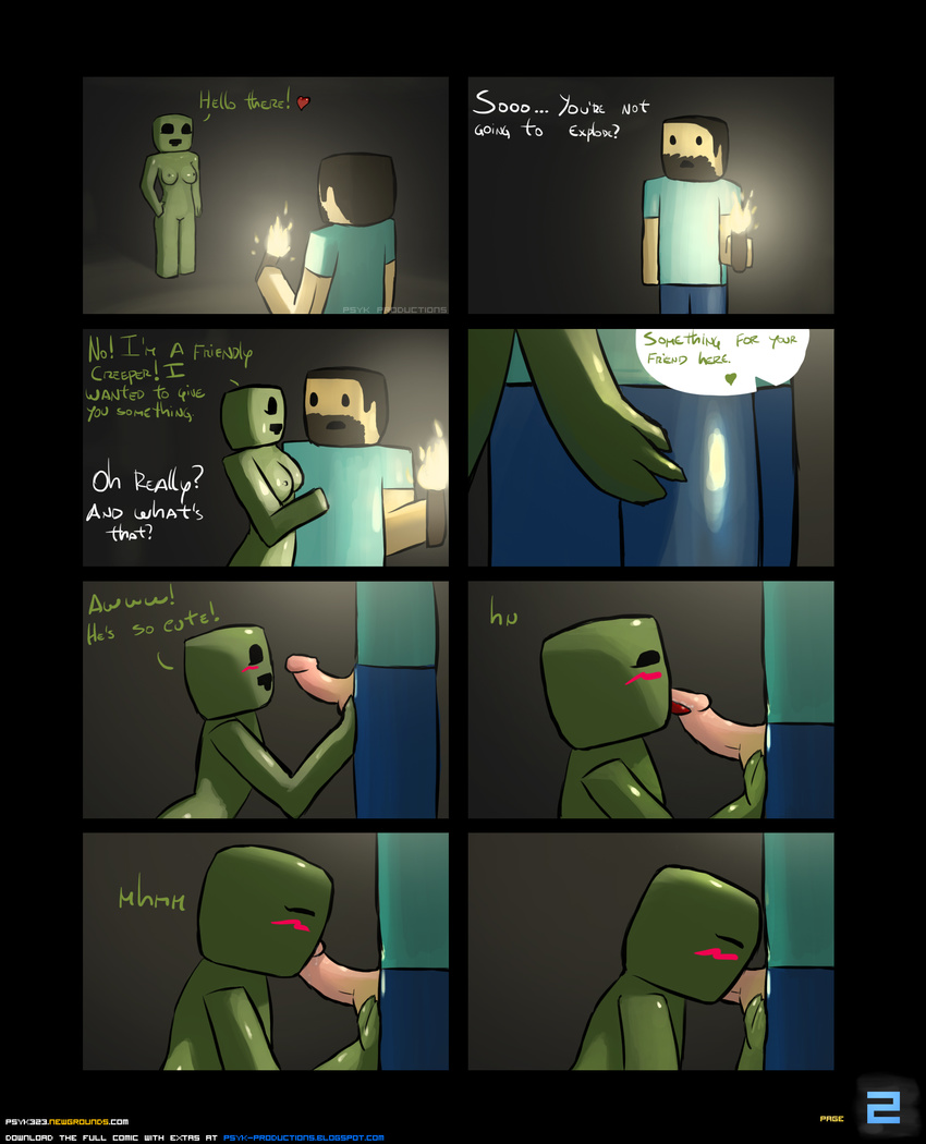 comic creeper minecraft psyk323 steve