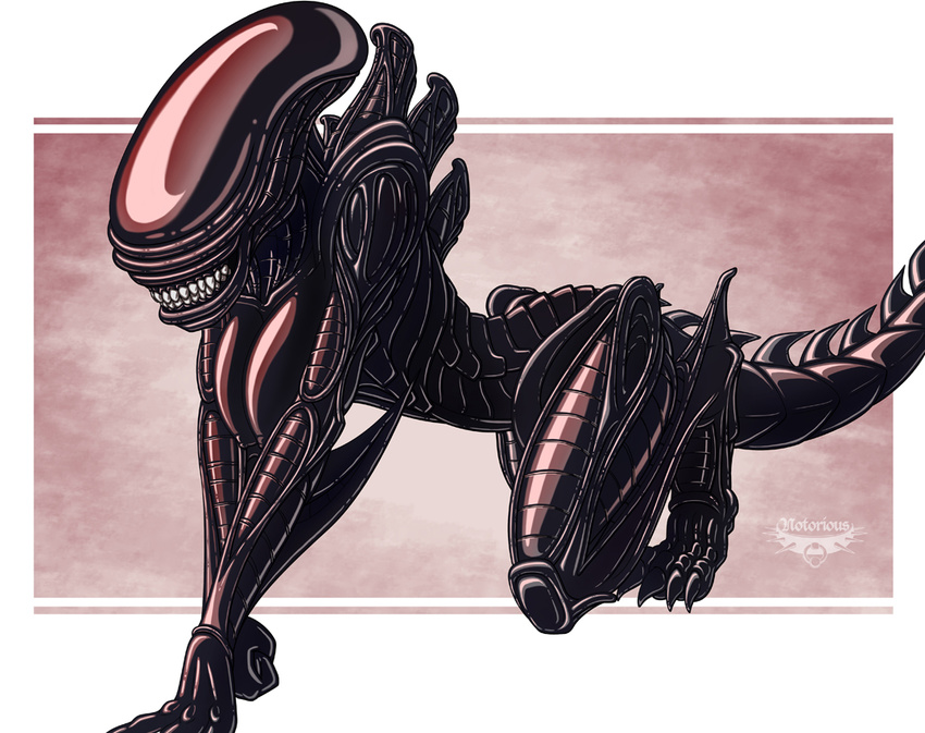 alien alien_(franchise) all_fours breasts female nipples notorious notorious84 nude pose smile solo teeth xenomorph
