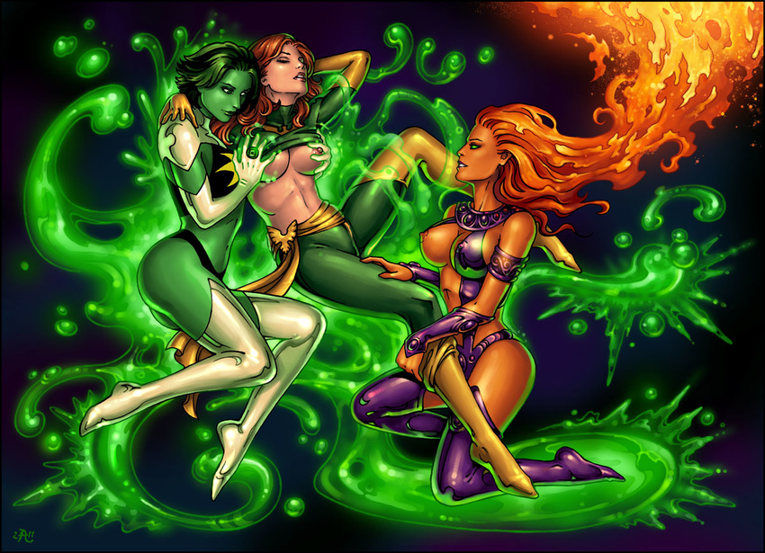 candra crossover dc green_lantern jade jean_grey koriand'r marvel phoenix starfire teen_titans x-men