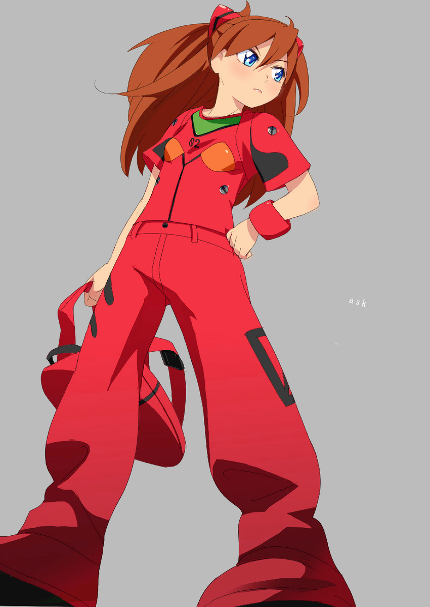 bag blue_eyes brown_hair highres long_hair mebae neon_genesis_evangelion solo souryuu_asuka_langley