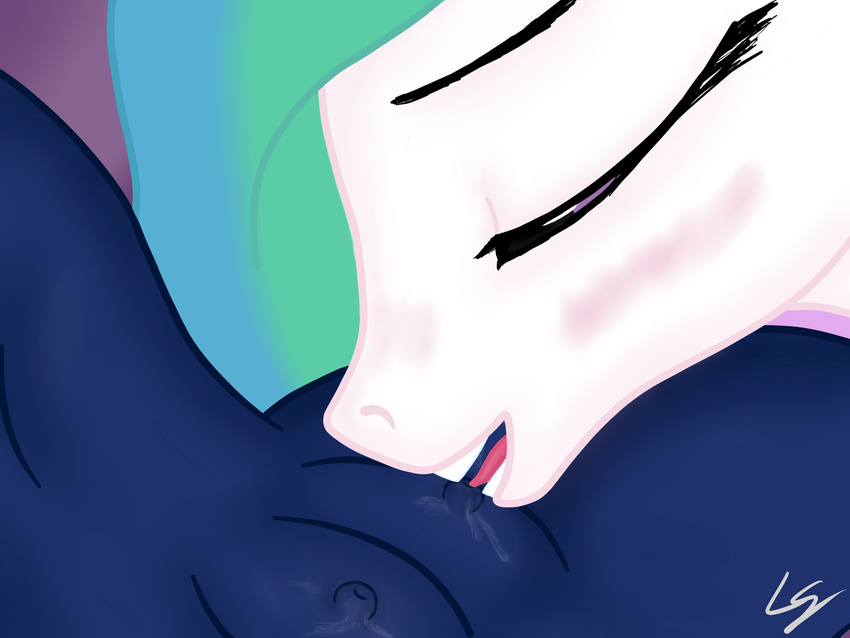 breasts equine female feral friendship_is_magic hair horse incest lesbian licking lowgravity mammal multi-colored_hair my_little_pony nipples pony princess_celestia_(mlp) princess_luna_(mlp) princest purple_eyes royalty teats tongue