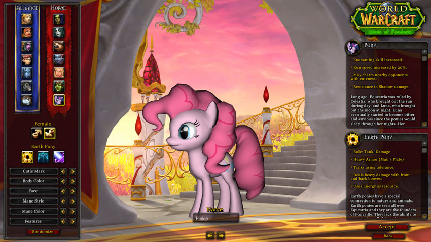 cutie_mark english_text equine female feral friendship_is_magic fur gui hair horse mammal my_little_pony parody pink_fur pink_hair pinkie_pie_(mlp) pony solo text thorinair video_games warcraft world_of_warcraft