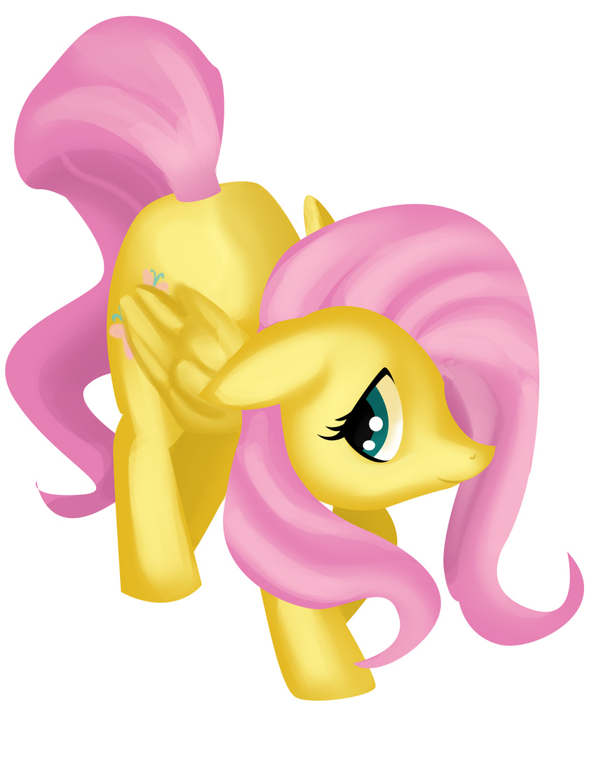 cute cutie_mark equine fauxsquared female feral fluttershy_(mlp) friendship_is_magic hair horse looking_at_viewer mammal my_little_pony pegasus pink_hair plain_background pony smile solo white_background wings