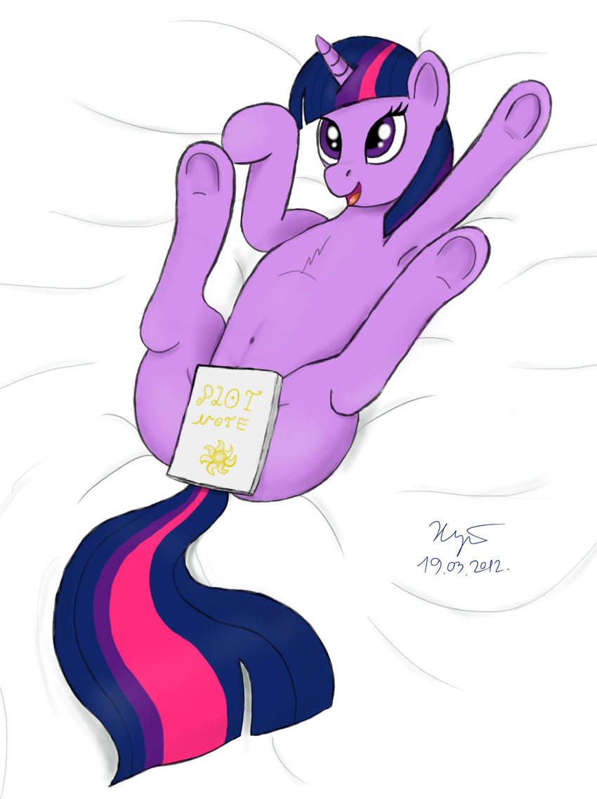 book censored equine female feral friendship_is_magic hair horn horse mammal multi-colored_hair my_little_pony pony presenting purple_eyes solo twilight_sparkle_(mlp) unicorn xyi