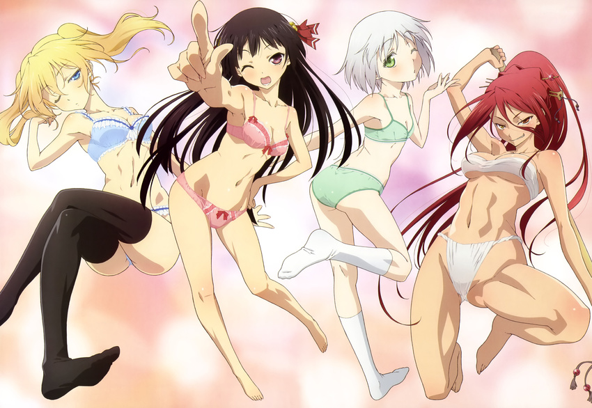 bicolored_eyes bra cleavage himenokouji_akiko kawamura_kousuke megami nasuhara_anastasia onii-chan_dakedo_ai_sae_areba_kankei_naiyo_ne panties tagme underwear