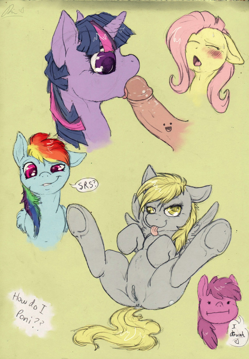 berry_punch_(mlp) bestiality cutie_mark derpy_hooves_(mlp) dimwitdog disembodied_penis equine erection female feral first_person_view fluttershy_(mlp) friendship_is_magic group hair horn horse human interspecies licking long_hair looking_at_viewer male mammal multi-colored_hair my_little_pony oral pegasus penis pony purple_eyes pussy rainbow_dash_(mlp) tongue twilight_sparkle_(mlp) twilight_sparkle_(mlp)fluttershy_(mlp)derpy_hooves_(mlp)oral unicorn wings
