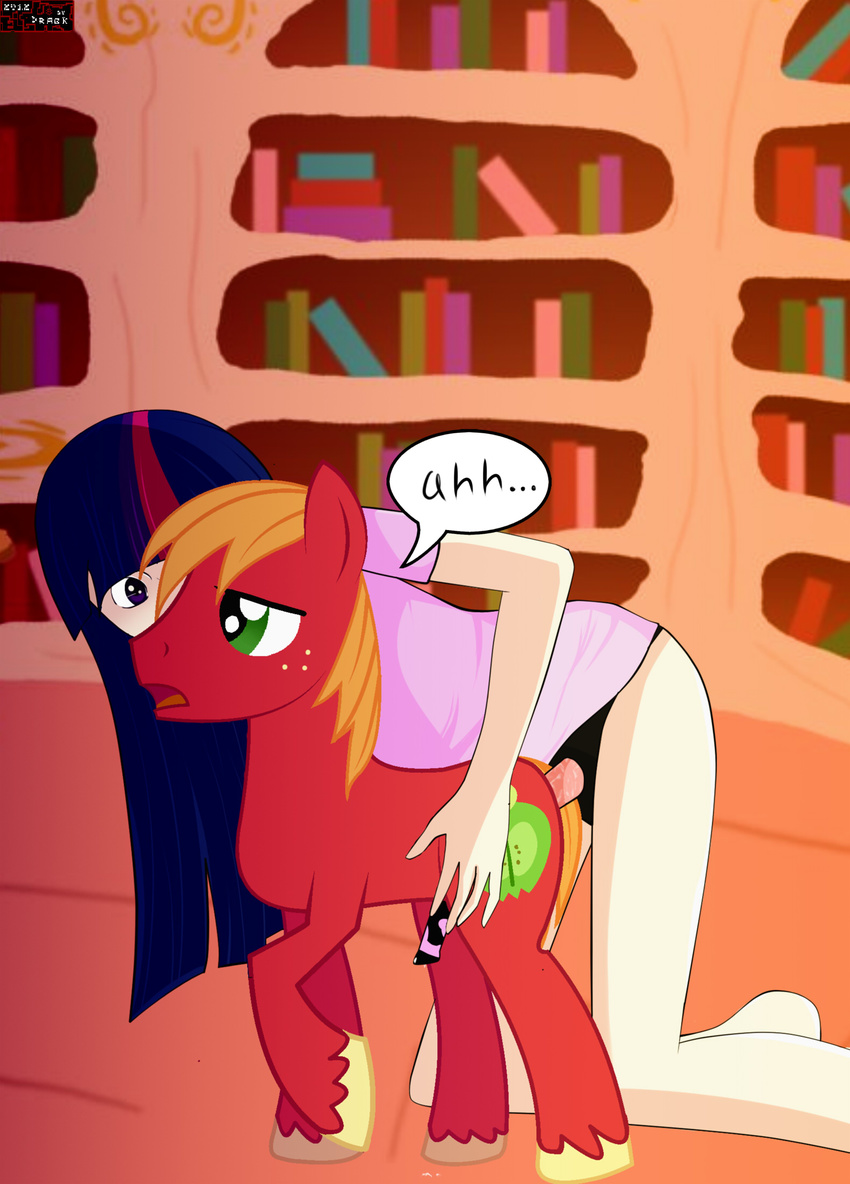 big_macintosh_(mlp) cutie_mark dildo dragk duo equine female feral flaccid freckles friendship_is_magic green_eyes horse human humanized interspecies male mammal my_little_pony pegging penis pony purple_eyes sex sex_toy straight strapon twilight_sparkle_(mlp)